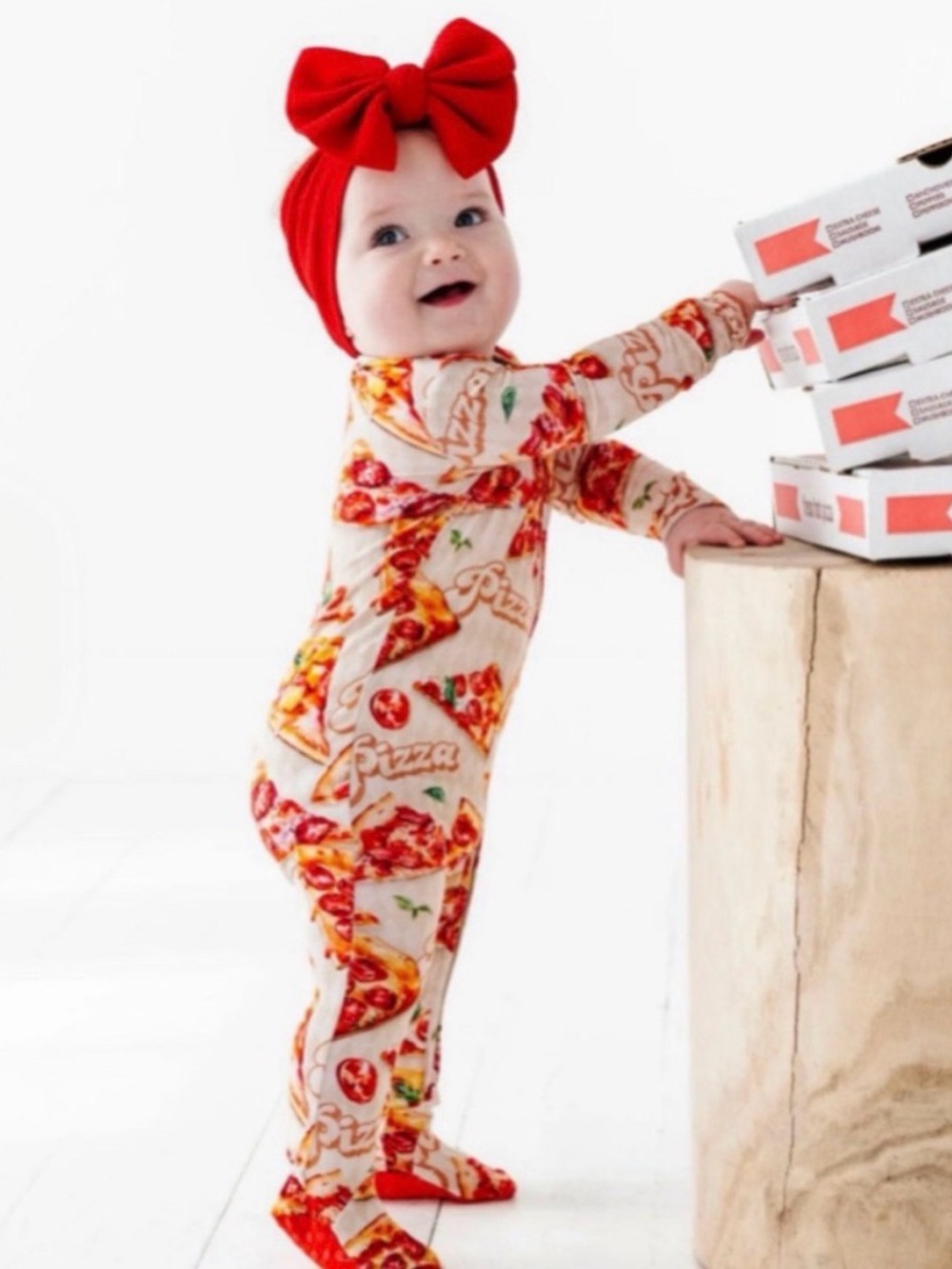 Bums & Roses | "Little Pizza Heaven" Convertible Footie Pajamas | Size 18-24M